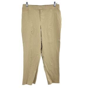 Isaac Mizrahi Live Women's 14 Cream Tapered Ankle Pants Elastic Waist Mom